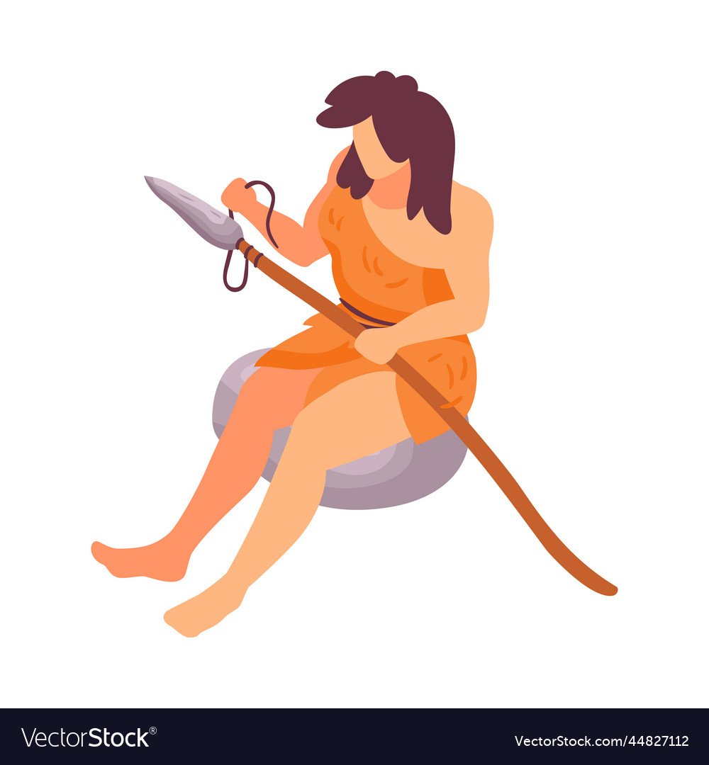 Primitive man spear composition vector image Primitive man spear composition