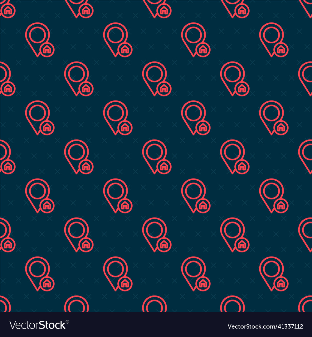 Red line map pointer with house icon isolated vector image Red line map pointer with house icon isolated