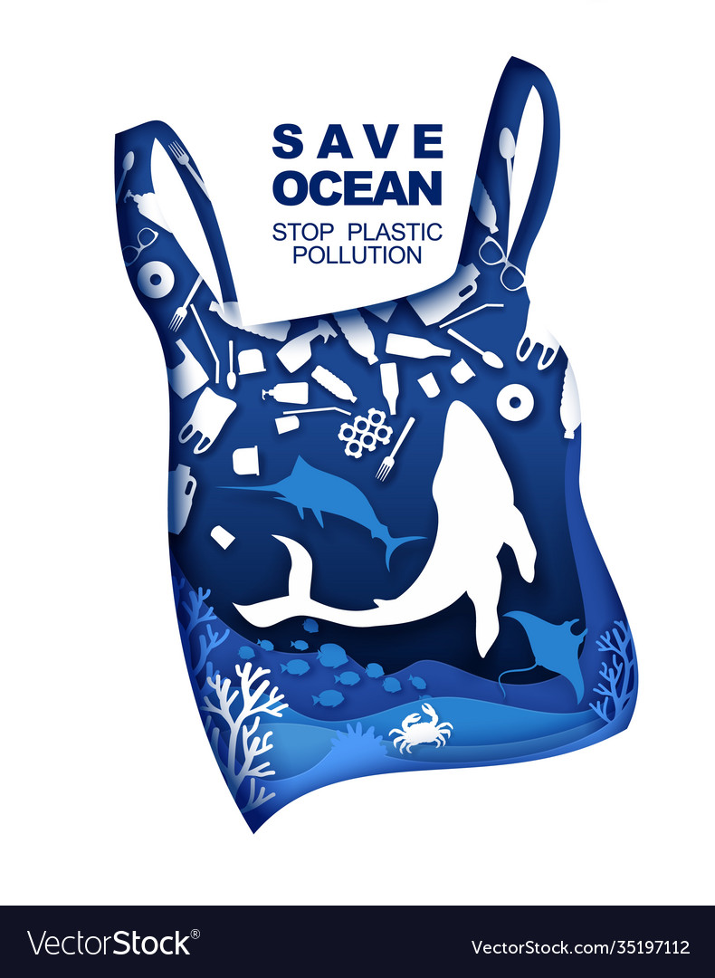 Save Ocean Stop Plastic Pollution Royalty Free Vector Image