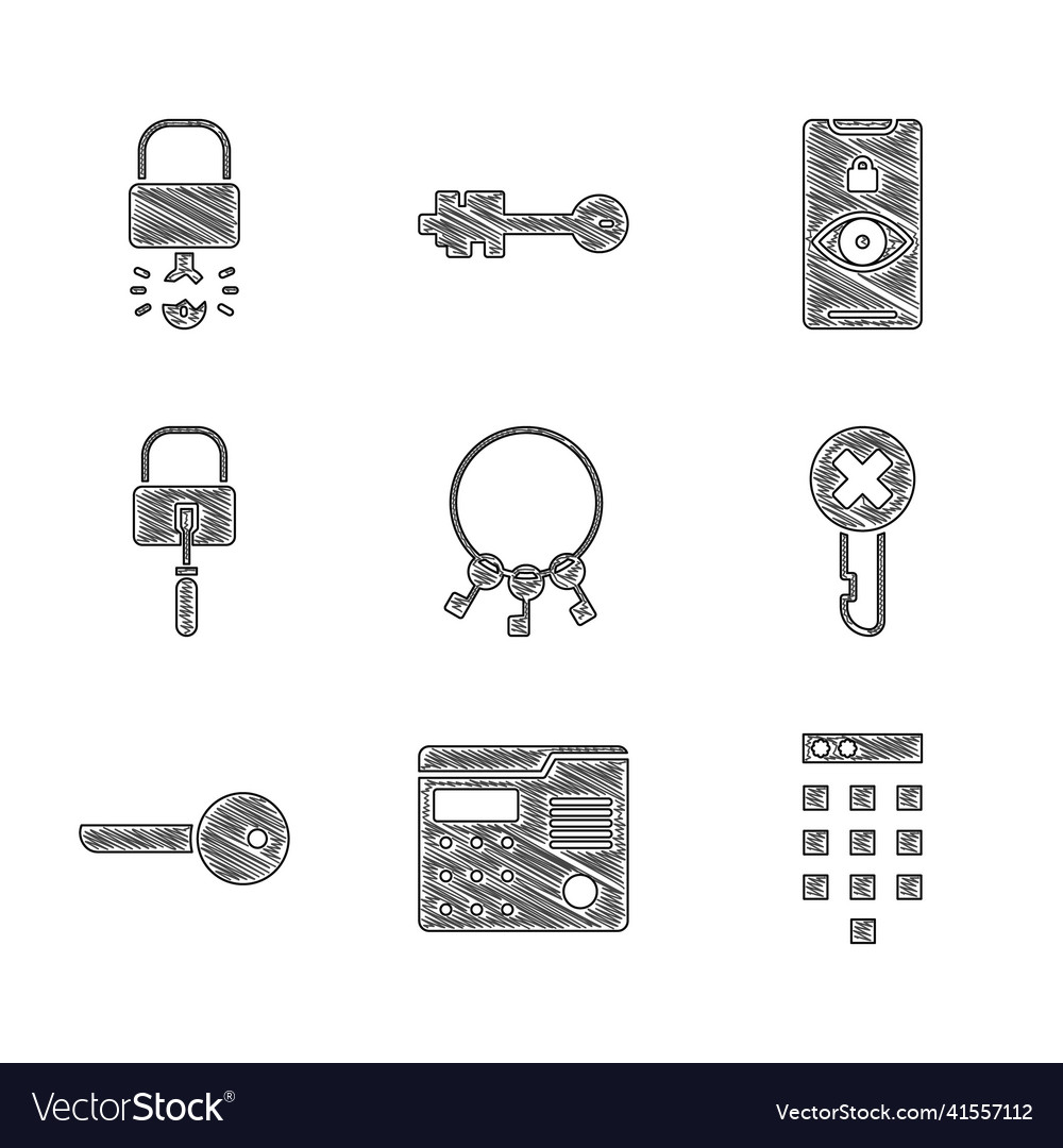 Set bunch of keys house intercom system password vector image Set bunch of keys house intercom system password
