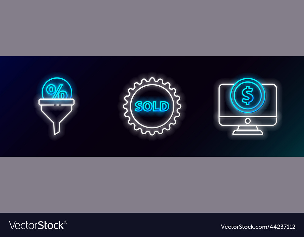 Set line computer monitor with dollar lead vector image Set line computer monitor with dollar lead
