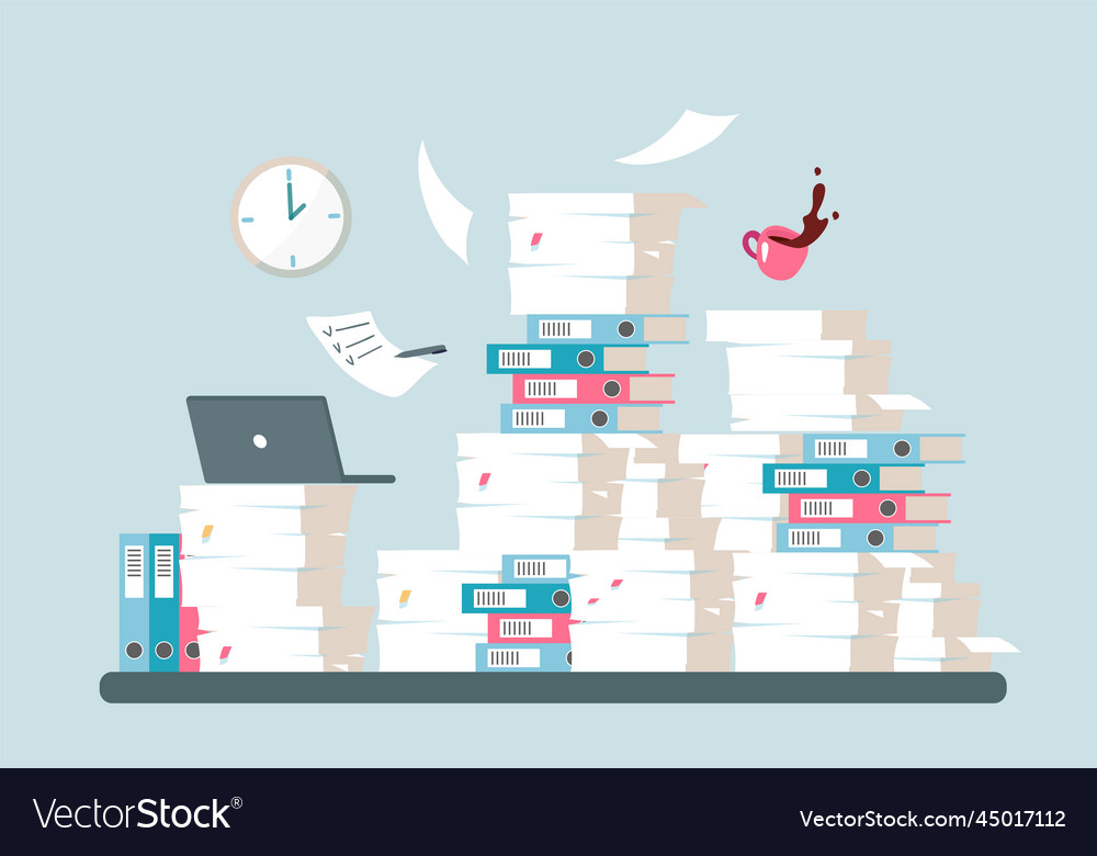 Stack of documents papers and folders vector image Stack of documents papers and folders