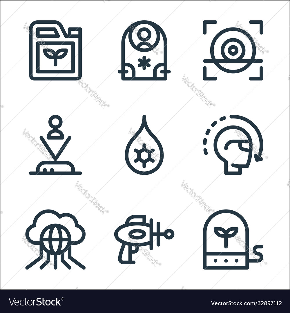Technology future line icons linear set