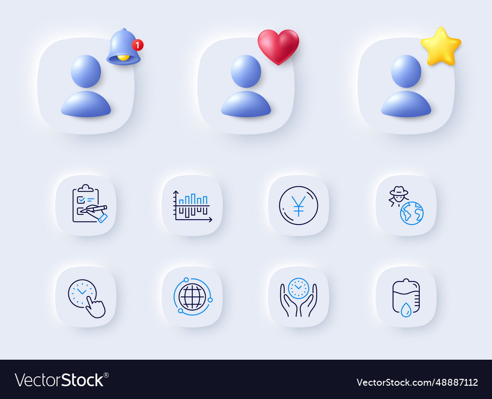 Time management fraud and checklist line icons vector image Time management fraud and checklist line icons