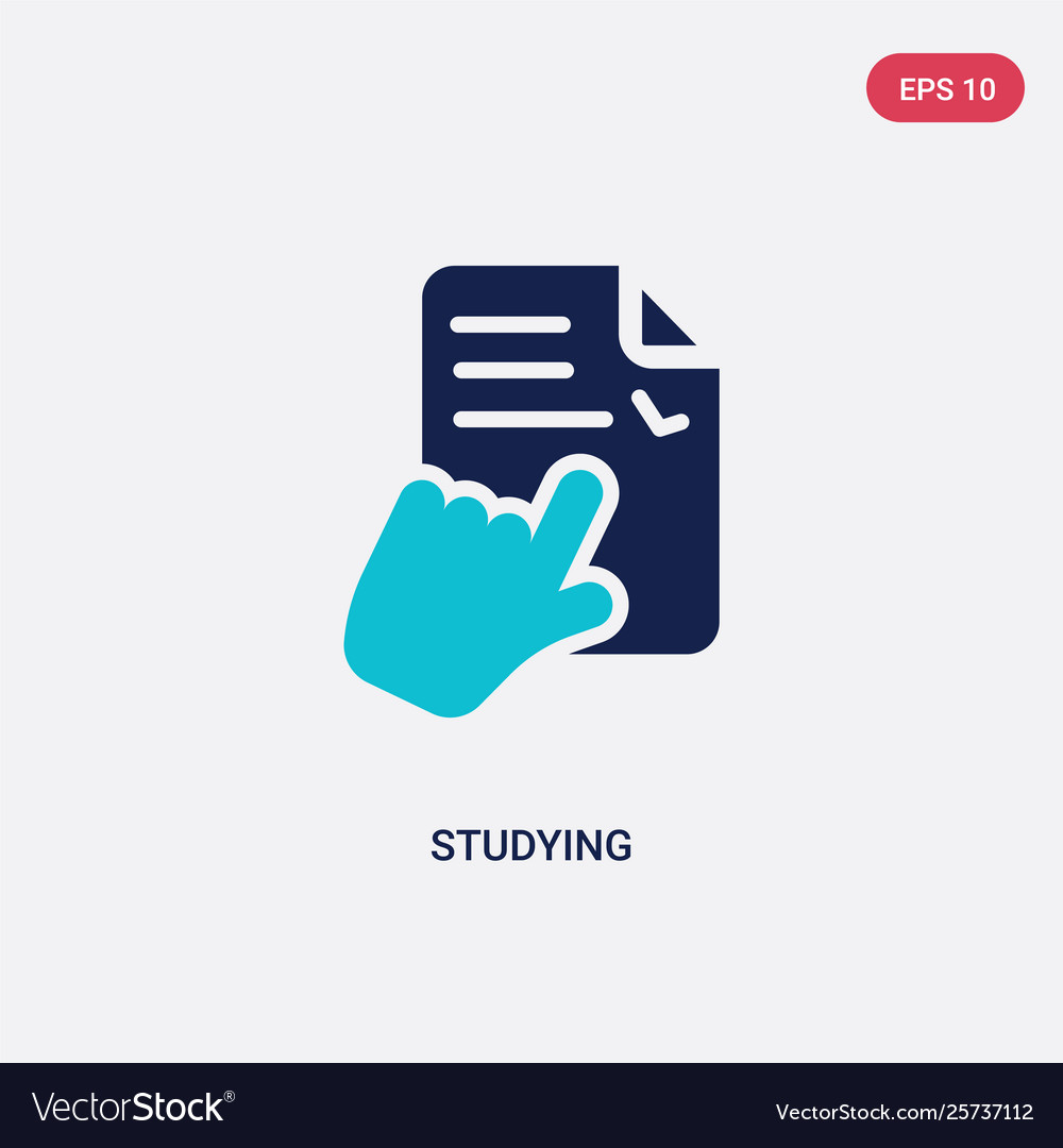 Two color studying icon from e-learning