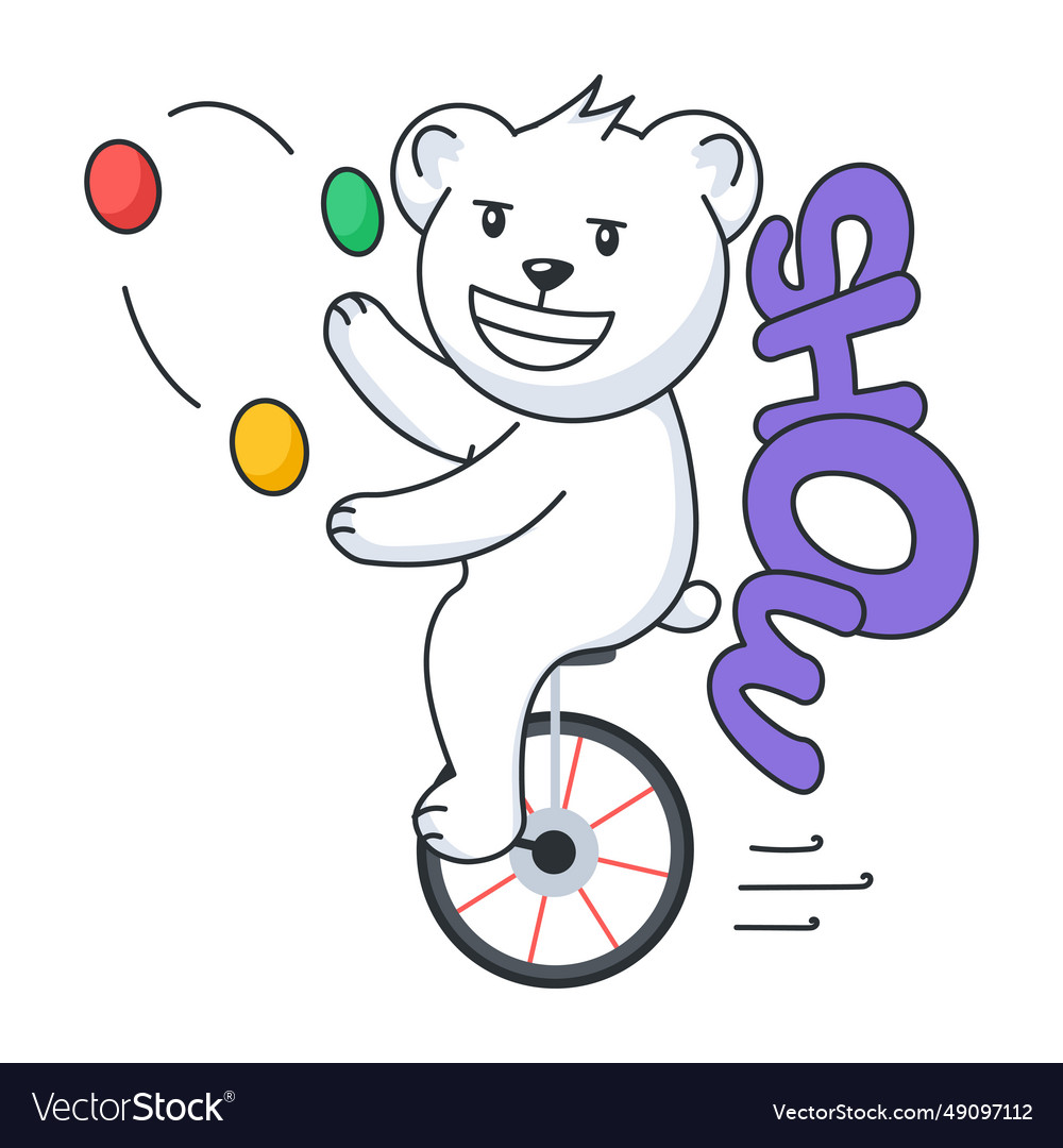 Unicycle bear Royalty Free Vector Image - VectorStock