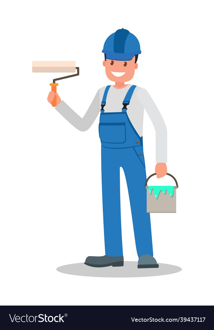 A man is construction worker in overalls Vector Image