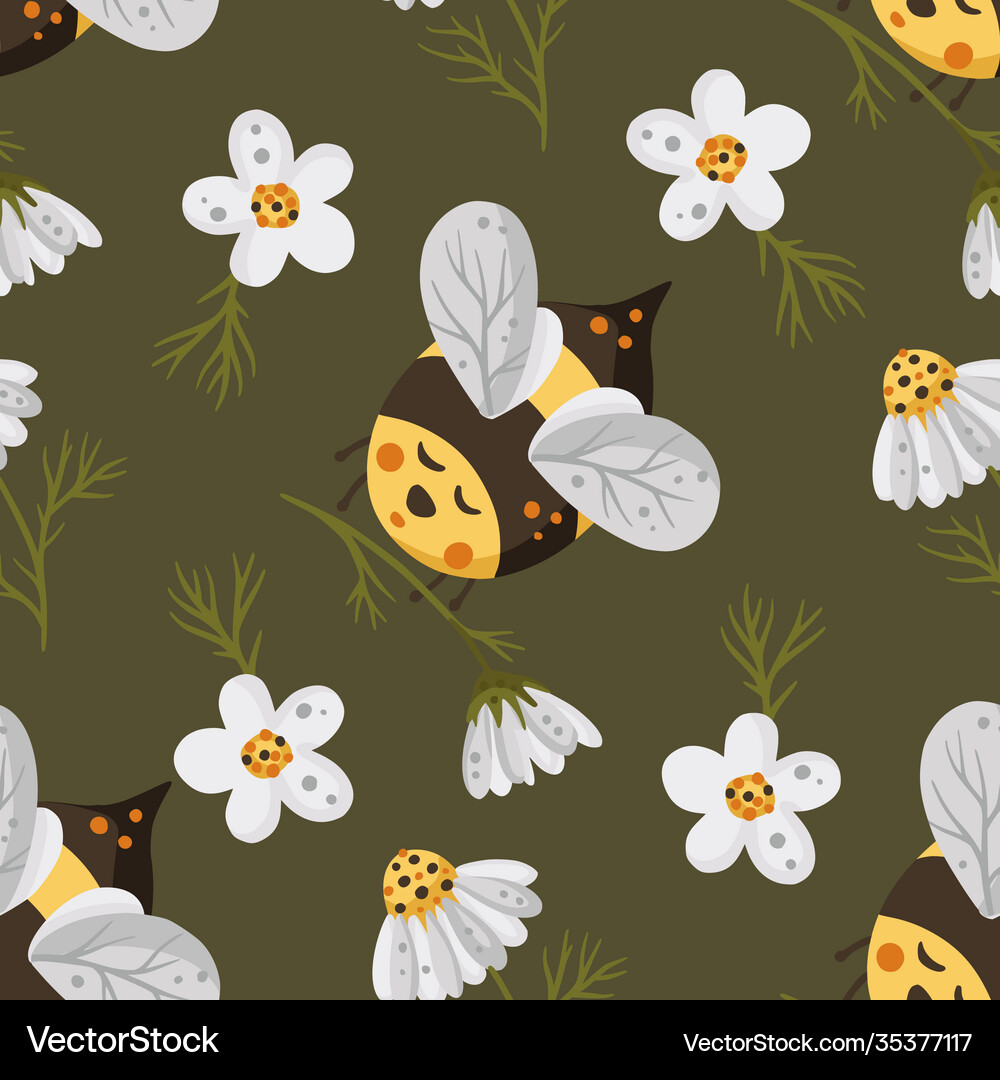 Bee seamless pattern Royalty Free Vector Image