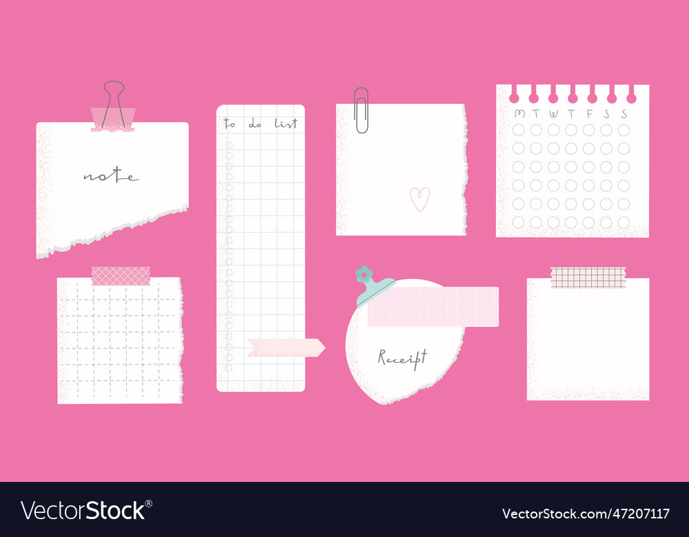 Collection of paper sticky notes to-do list vector image Collection of paper sticky notes to-do list