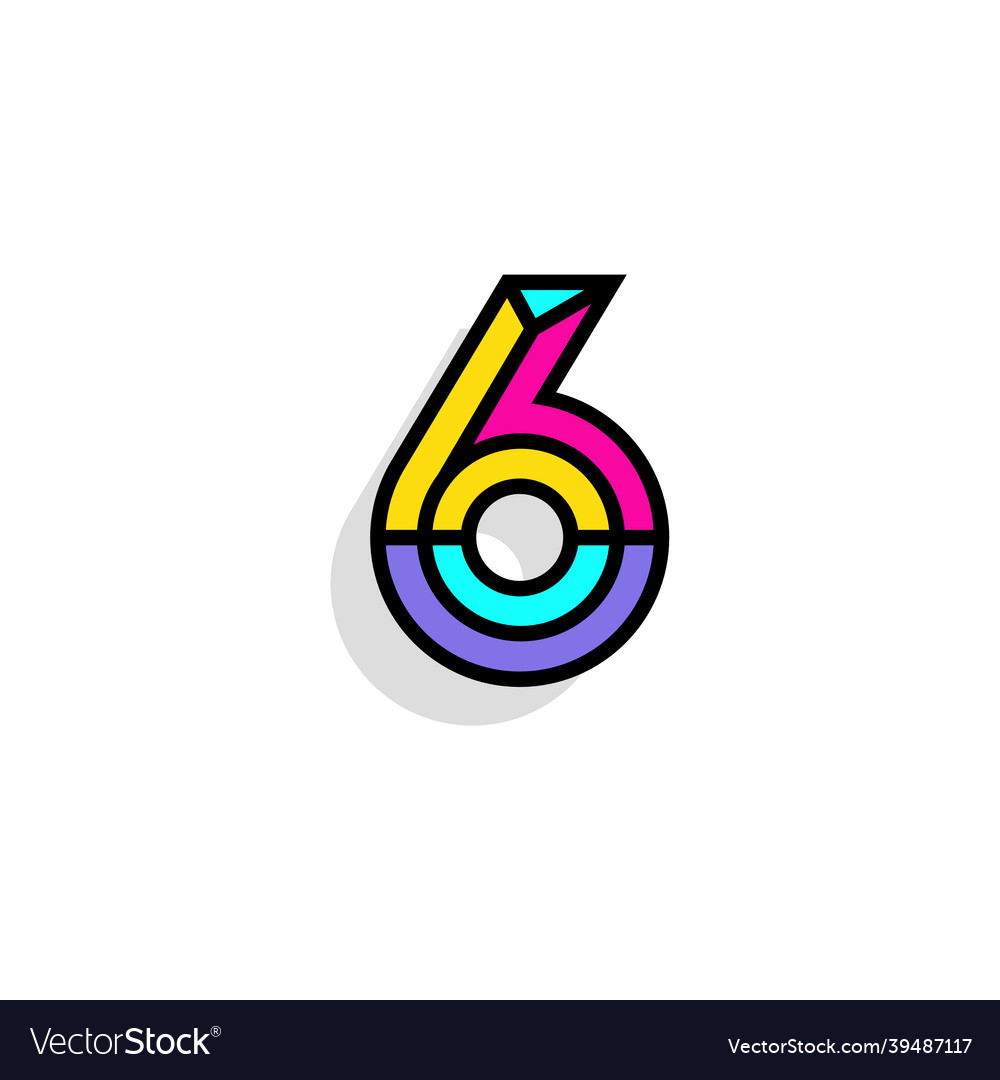 Colorful chisel number 6 vector image Colorful chisel number 6