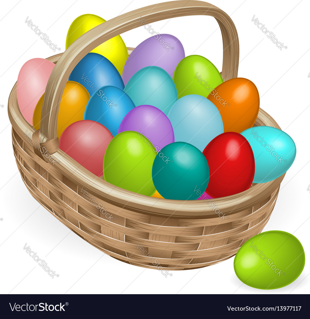 Easter eggs basket Royalty Free Vector Image - VectorStock