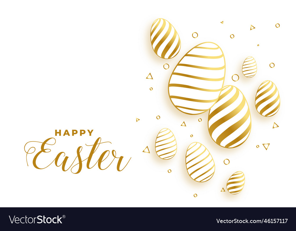 Golden easter day eggs festival background design Vector Image