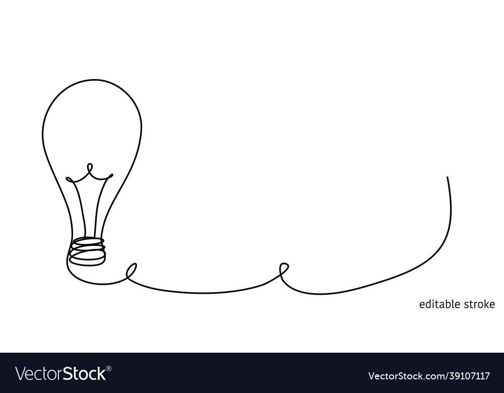 Light bulb in continuous line drawing sketchy vector image Light bulb in continuous line drawing sketchy