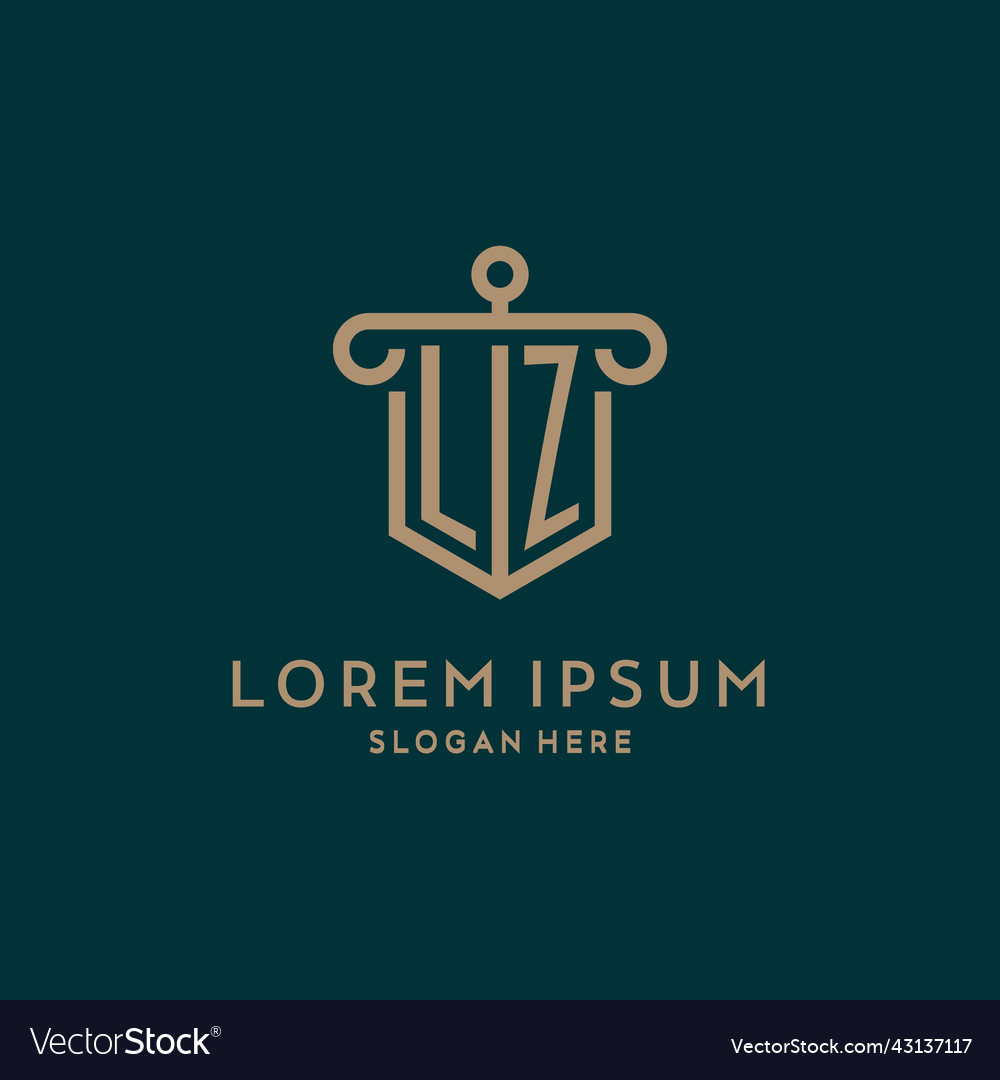Lz monogram initial logo design with shield