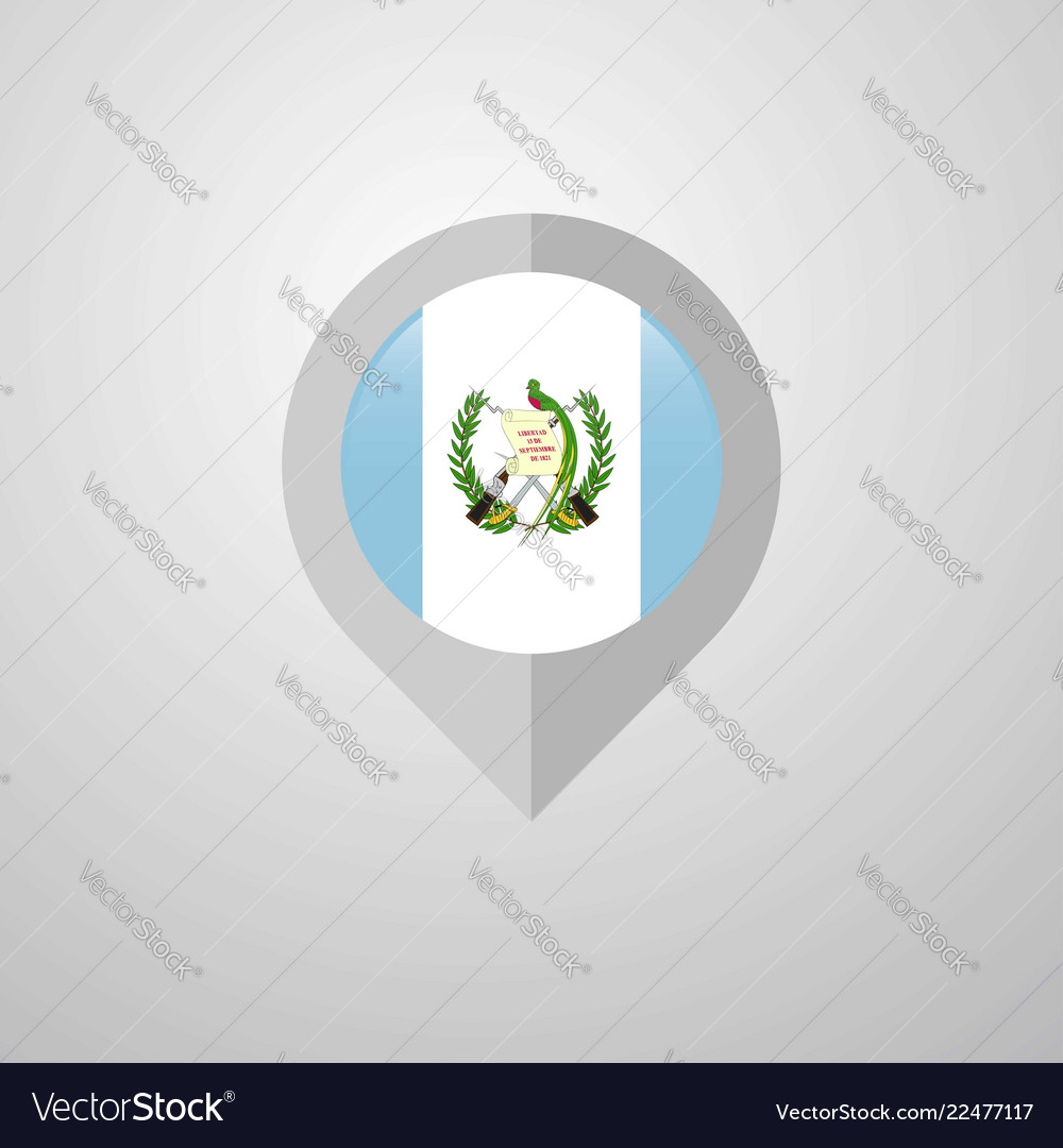 Map navigation pointer with guatemala flag design vector image Map navigation pointer with guatemala flag design
