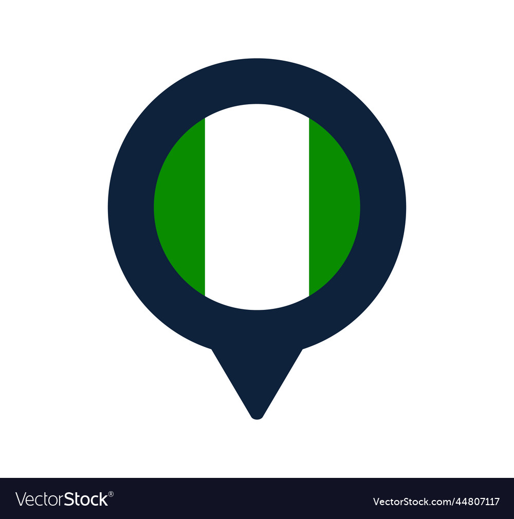 Nigeria flag and map pointer icon national vector image Nigeria flag and map pointer icon national