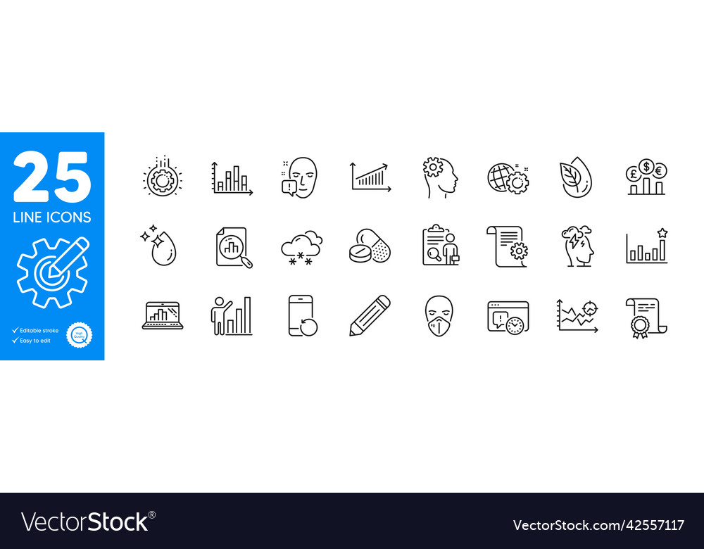Outline icons set technical documentation