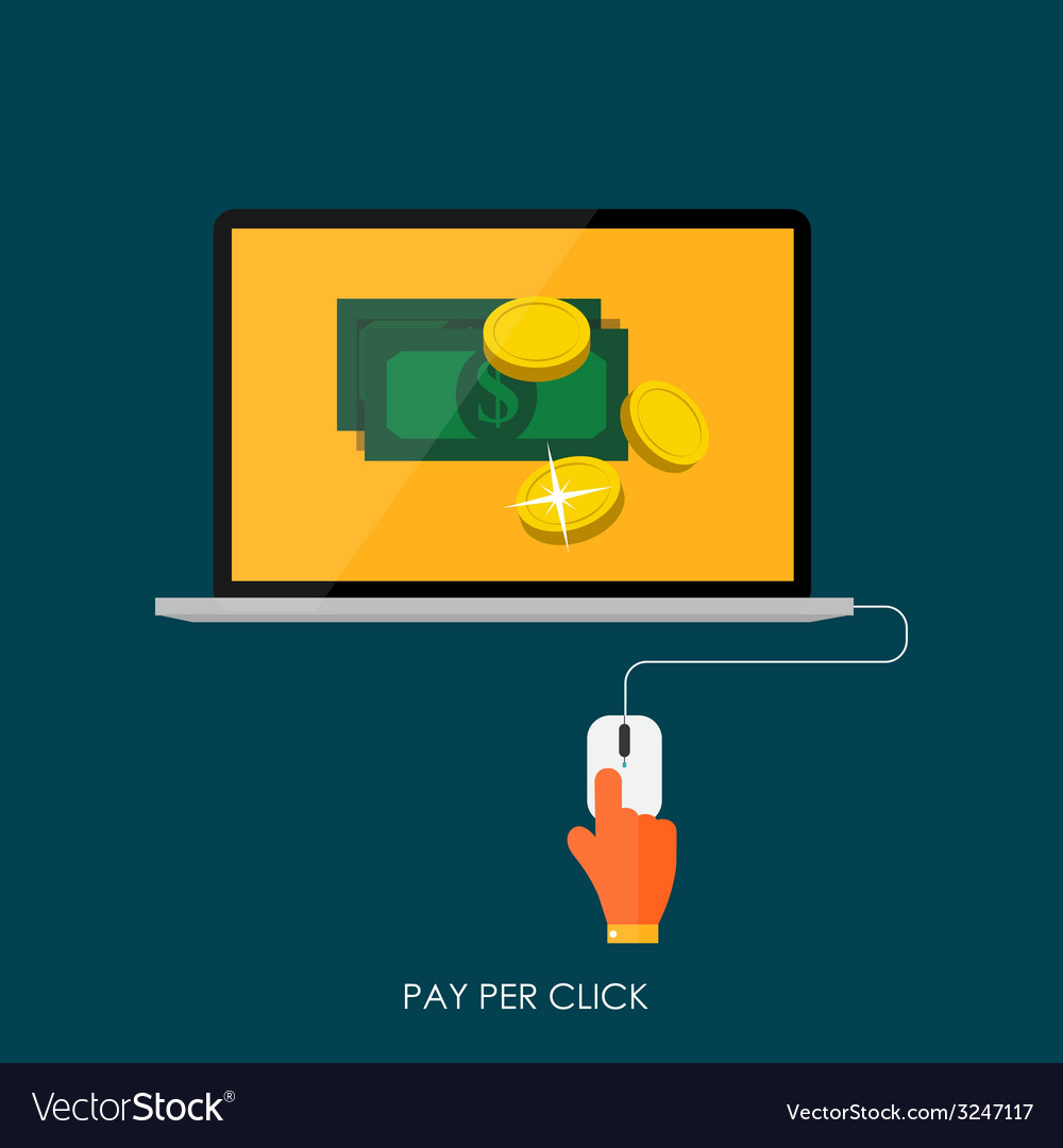 Pay per click flat concept for web marketing