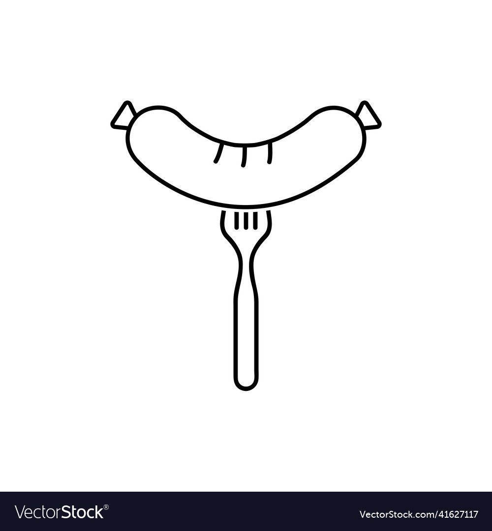 Sausage on fork outline icon linear style sign Vector Image Sausage on fork outline icon linear style sign