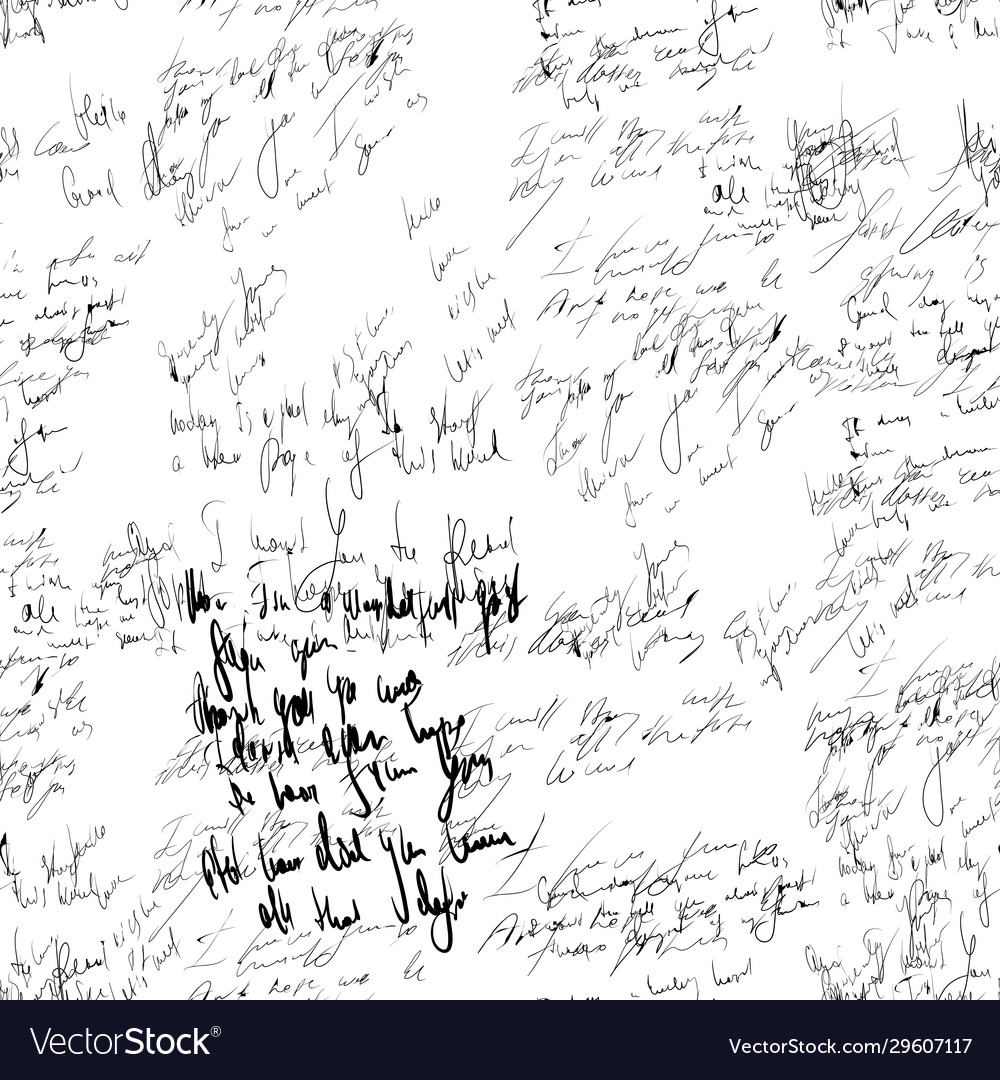 Seamless abstract text pattern handwritten font vector image Seamless abstract text pattern handwritten font