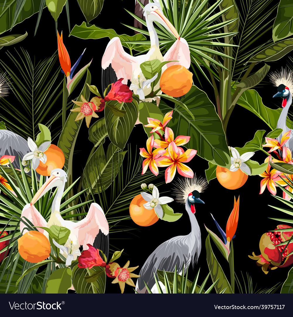Seamless pattern with jungle plants liana leaves vector image Seamless pattern with jungle plants liana leaves
