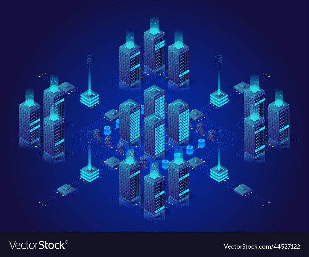Abstract technology objects isometric concept Vector Image Abstract technology objects isometric concept