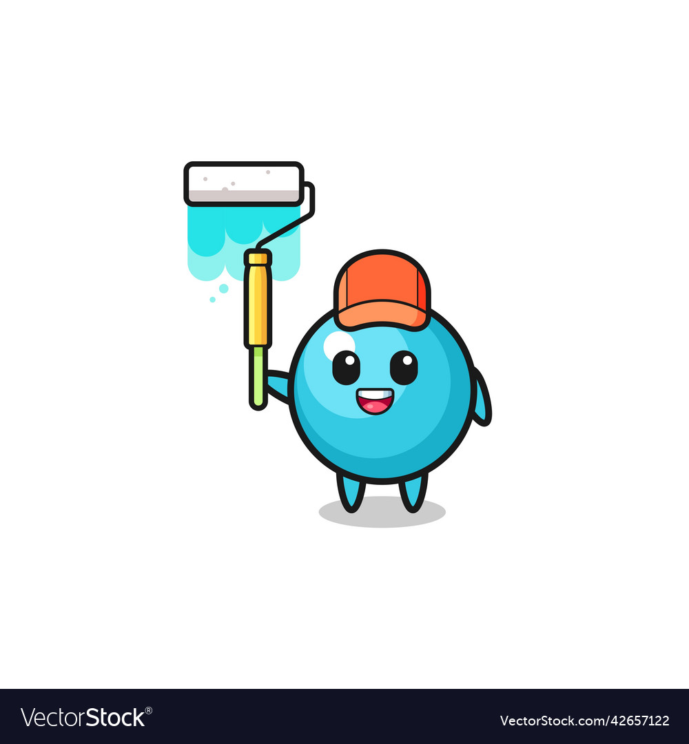 Blueberry painter mascot with a paint roller