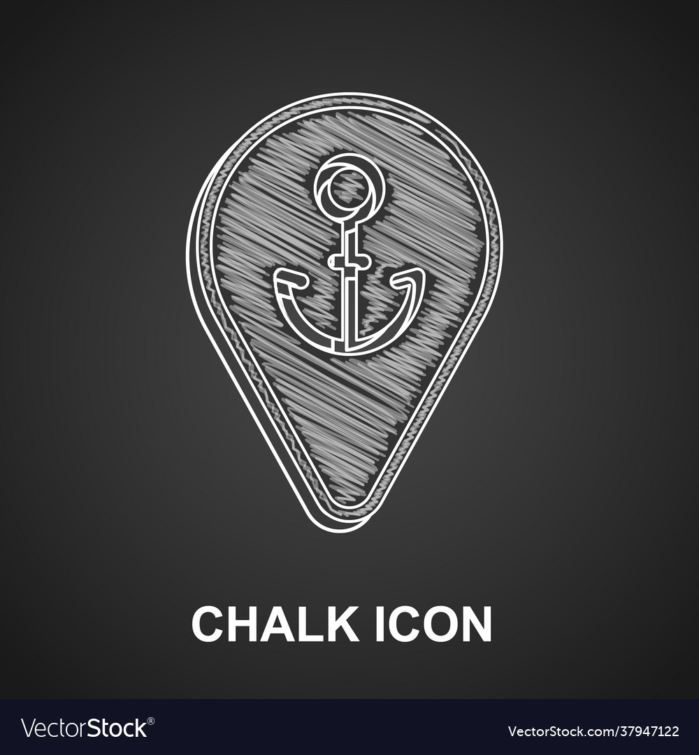 Chalk map pointer with anchor icon isolated
