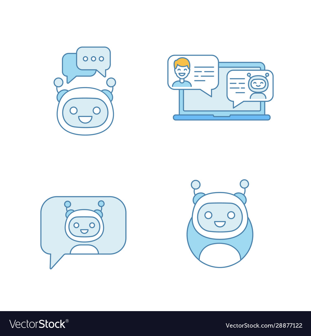 Chatbots color icons set