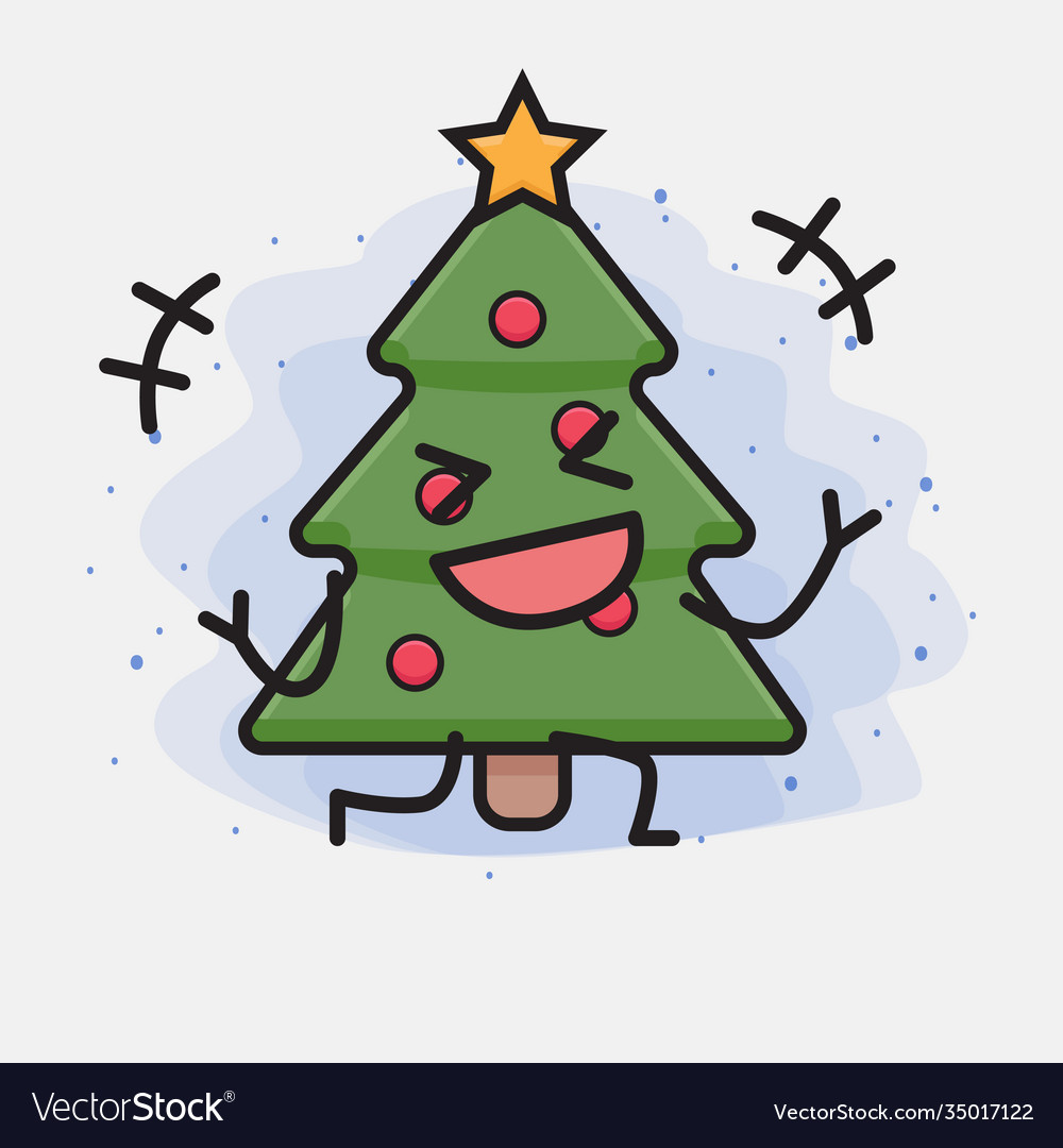 Christmas tree cute icon character