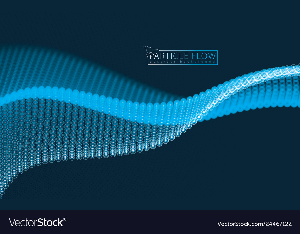 Dynamic particles sound wave flowing over dark vector image Dynamic particles sound wave flowing over dark