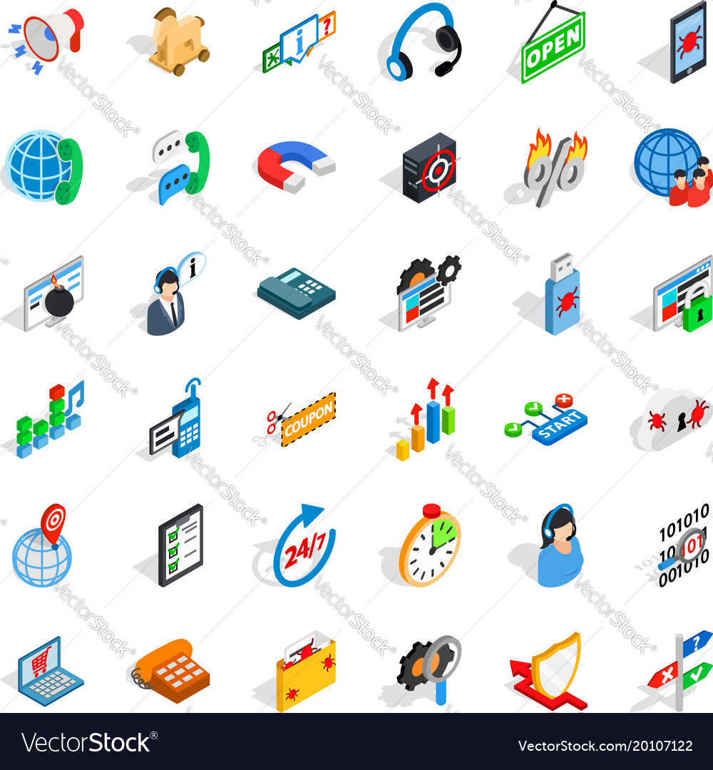 Electronic network icons set isometric style Vector Image