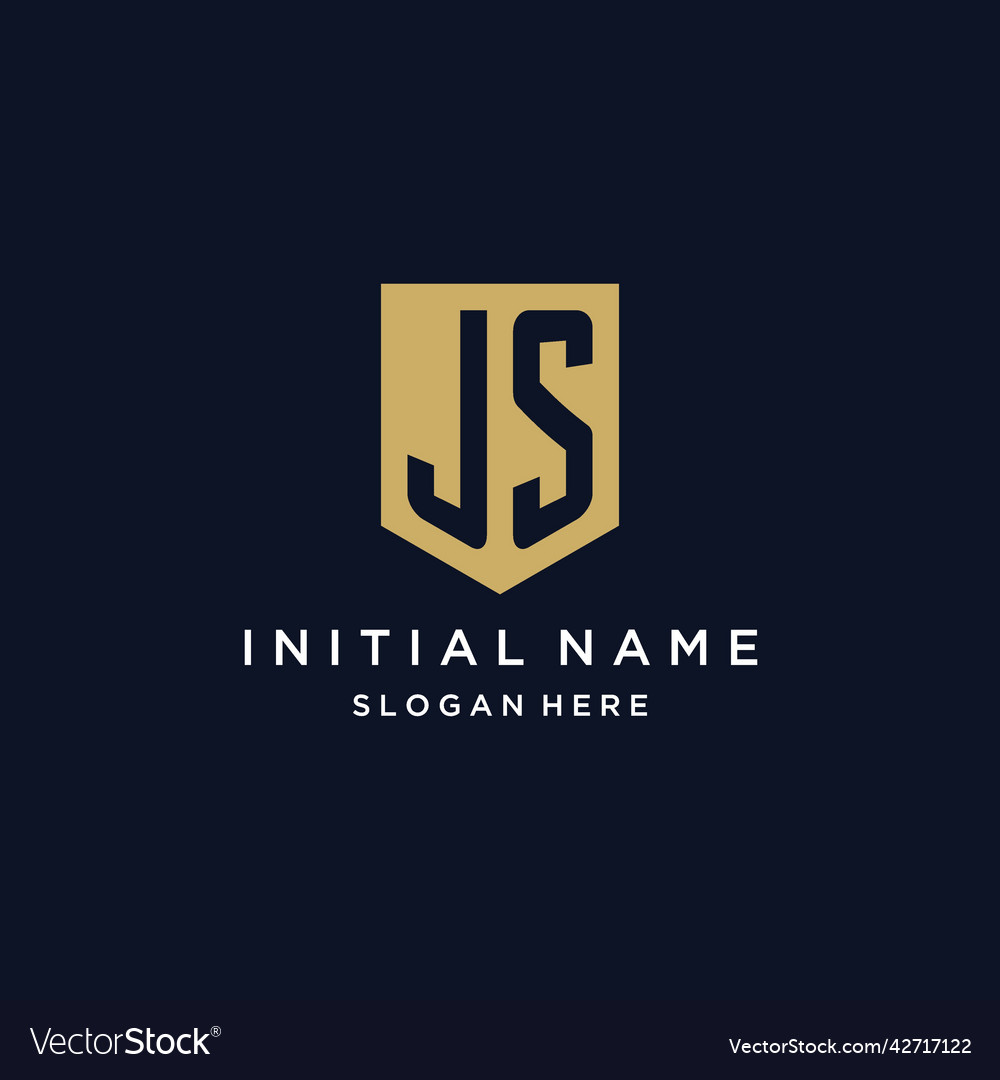 Js monogram initials logo design with shield icon