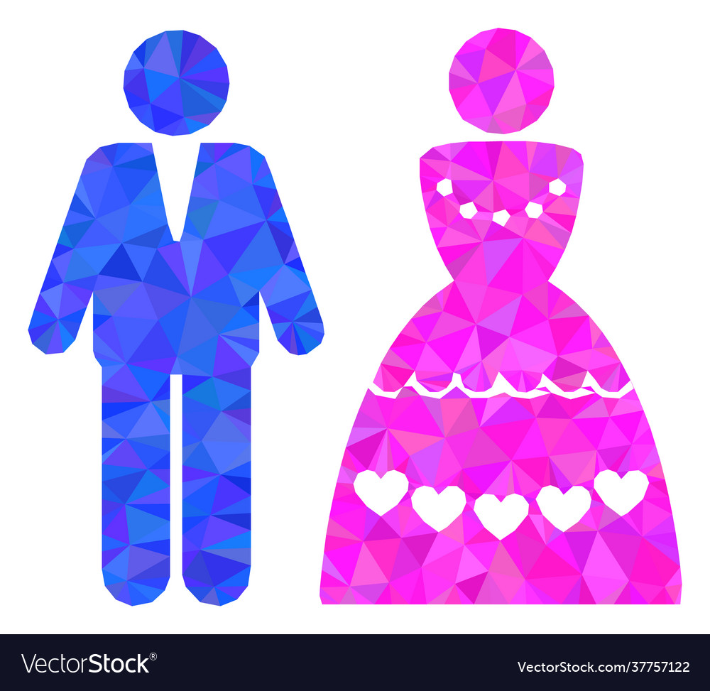 Marriage couple triangle lowpoly flat icon