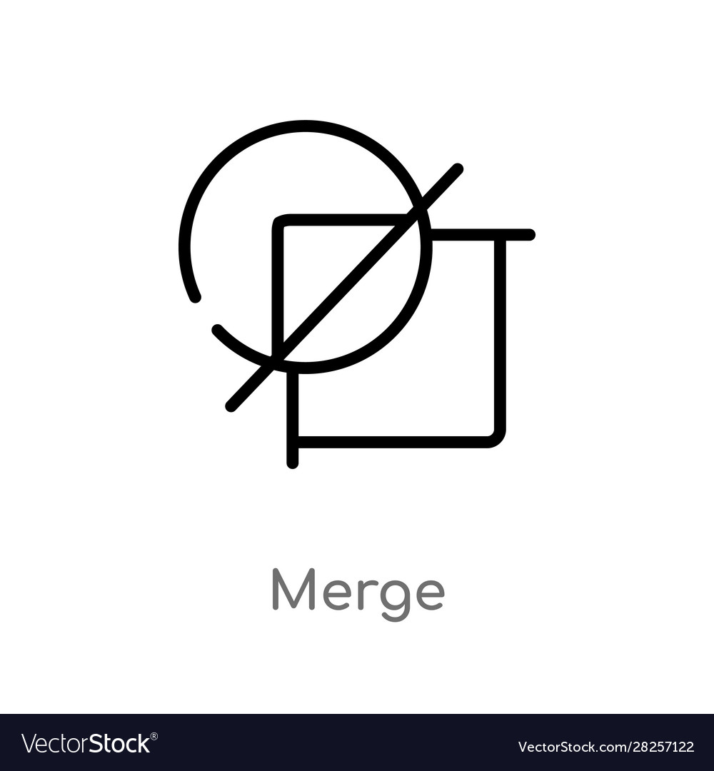 Outline merge icon isolated black simple line