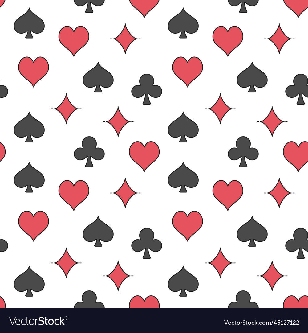 Seamless pattern with playing card suits - modern Vector Image