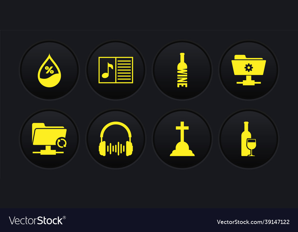 Set ftp sync refresh settings folder headphone vector image Set ftp sync refresh settings folder headphone