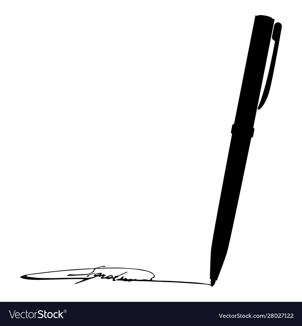 Signature using pen ink writing concept icon