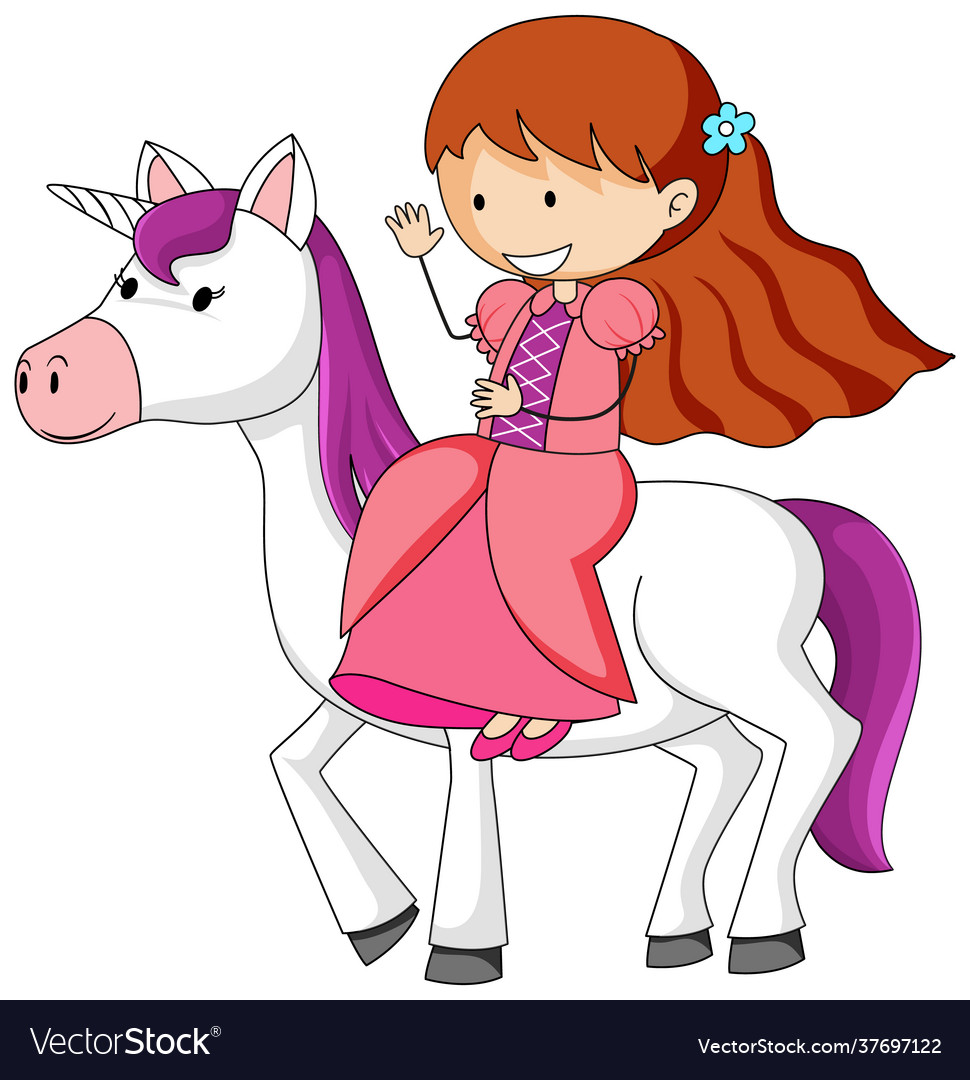 Simple cartoon character a princess riding Vector Image