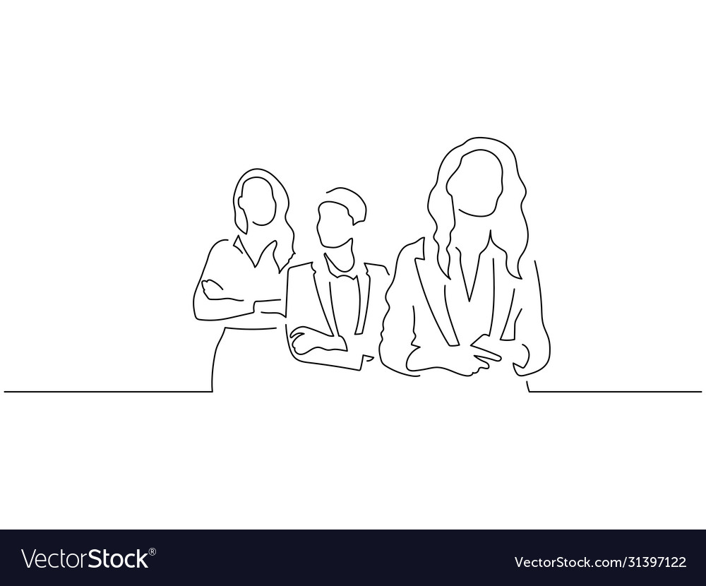 Teamwork line drawing design Royalty Free Vector Image