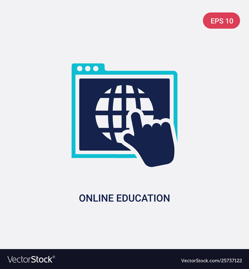 Two color online education icon from e-learning