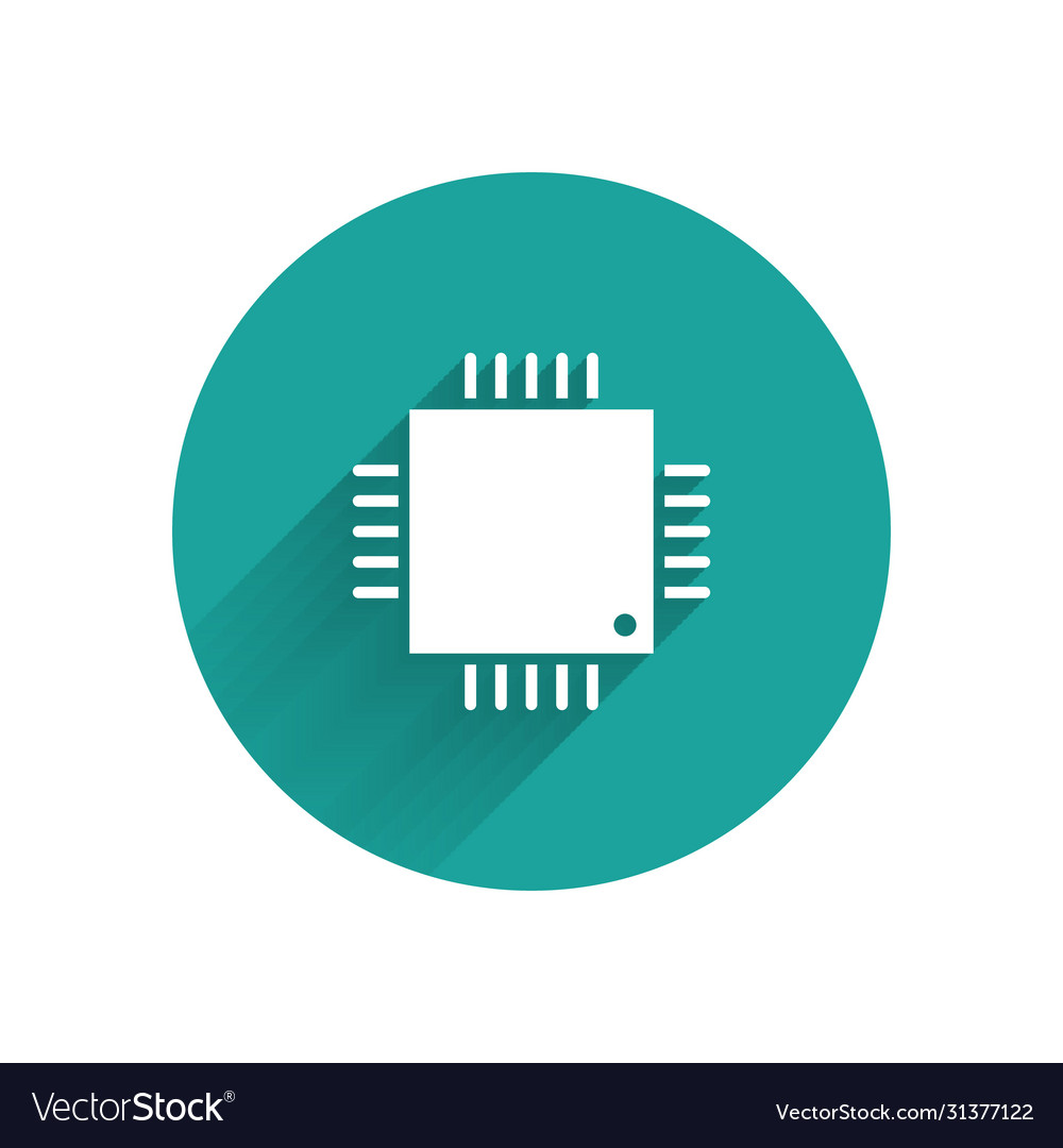 White computer processor with microcircuits cpu vector image White computer processor with microcircuits cpu
