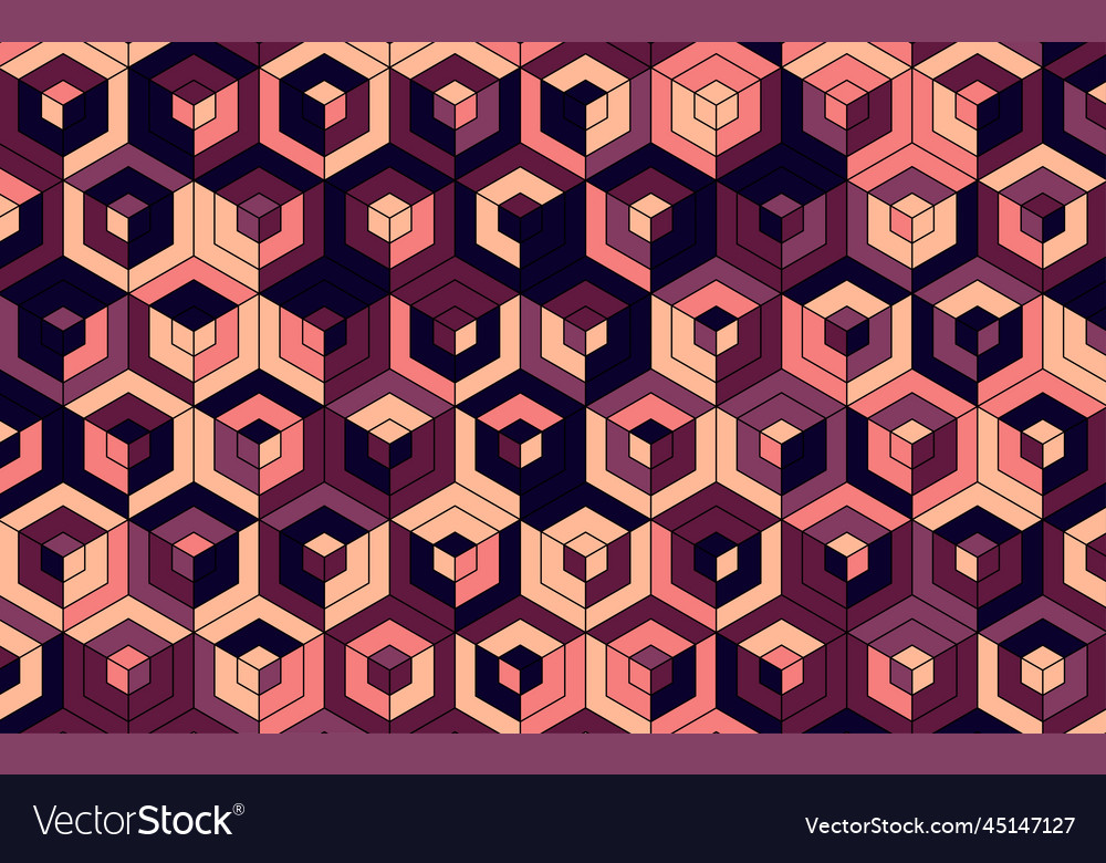 3d red block hexagone banner background