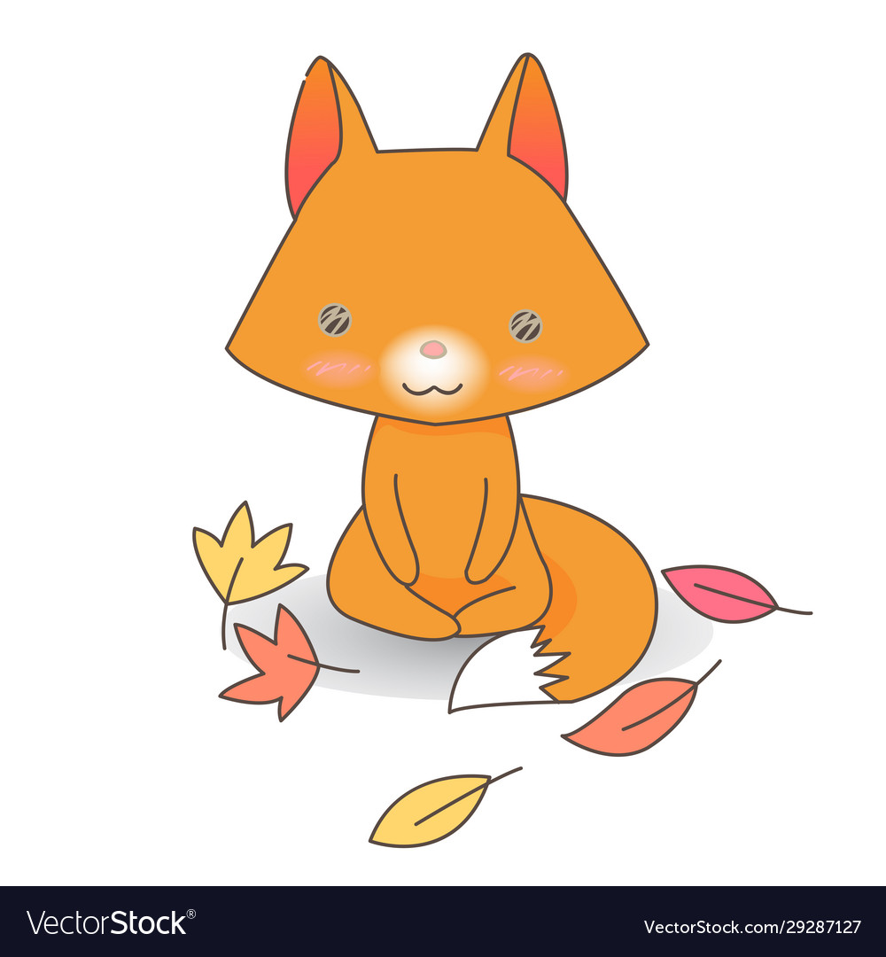 A fox sitting with autumn leaves cartoon character A fox sitting with autumn leaves cartoon character