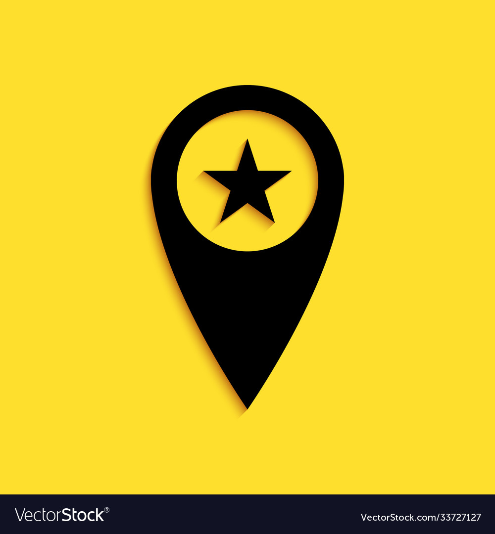 Black map pointer with star icon isolated vector image Black map pointer with star icon isolated