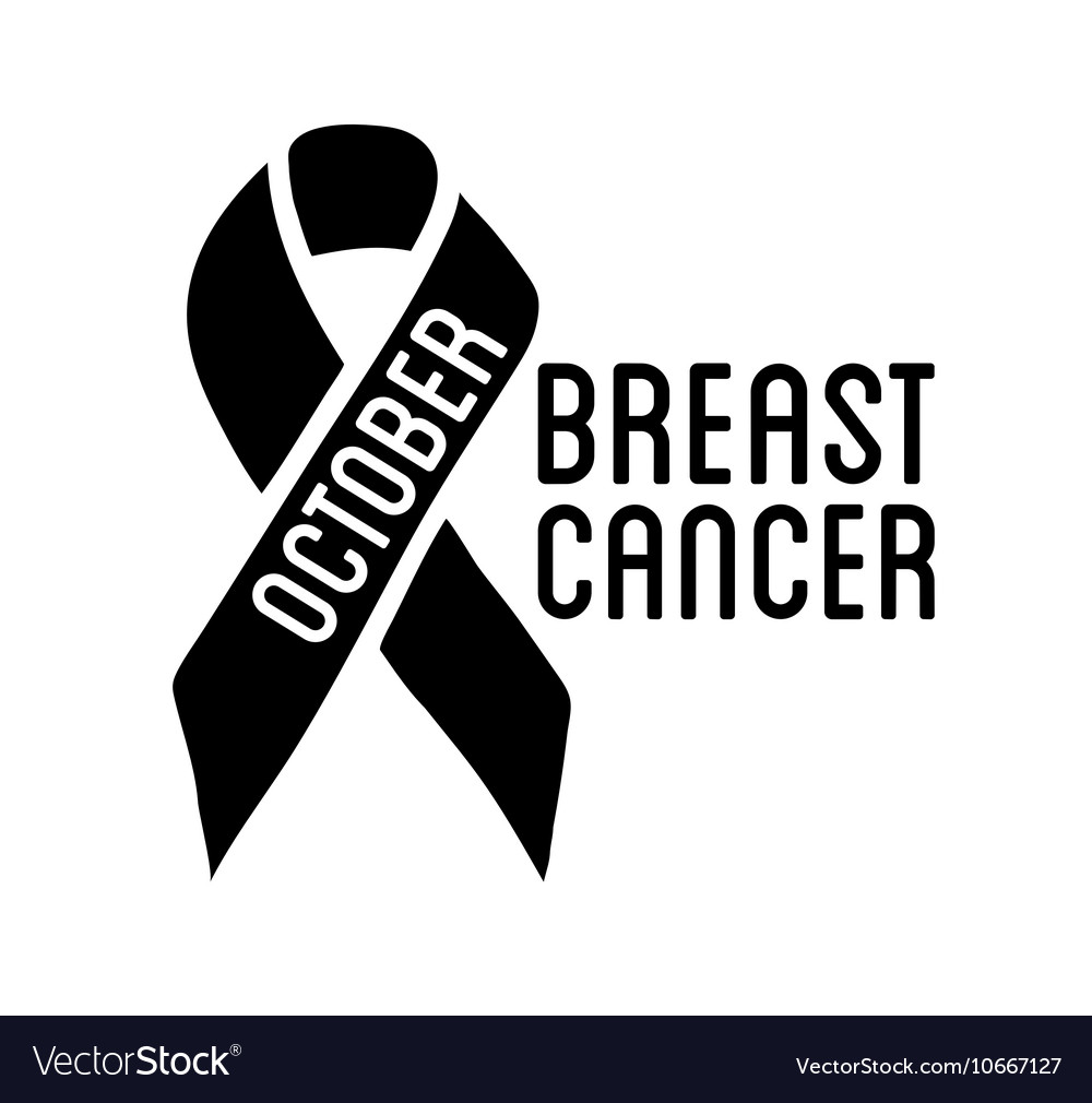 Breast Cancer Awareness logo ribbon and Royalty Free Vector