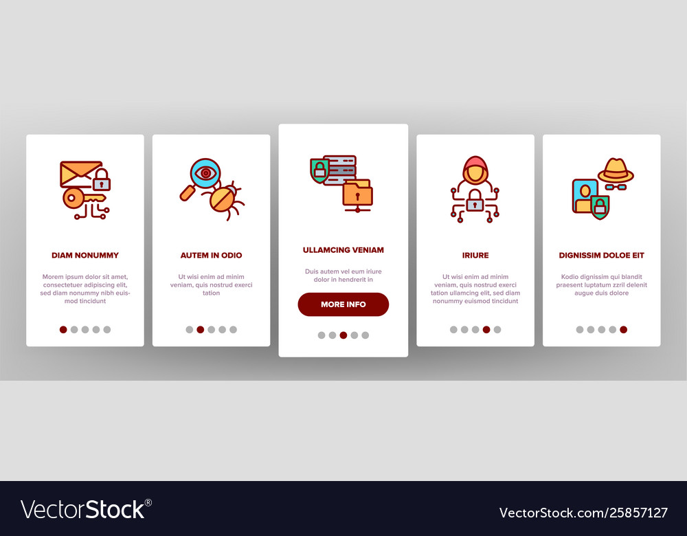 Cipher data protection onboarding mobile vector image Cipher data protection onboarding mobile