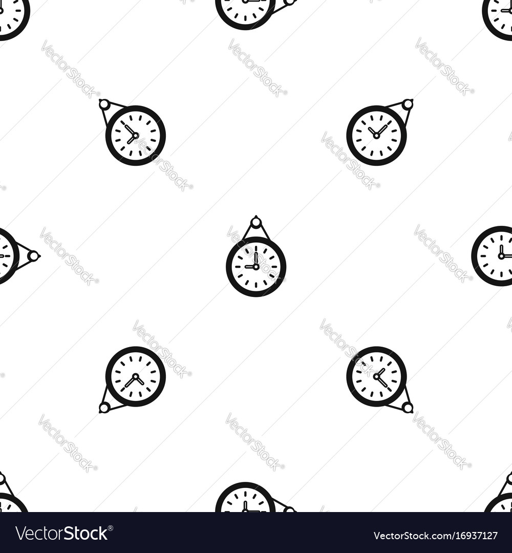 Clock pattern seamless black Royalty Free Vector Image