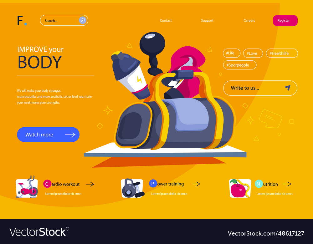 Fitness and gym concept in flat cartoon design