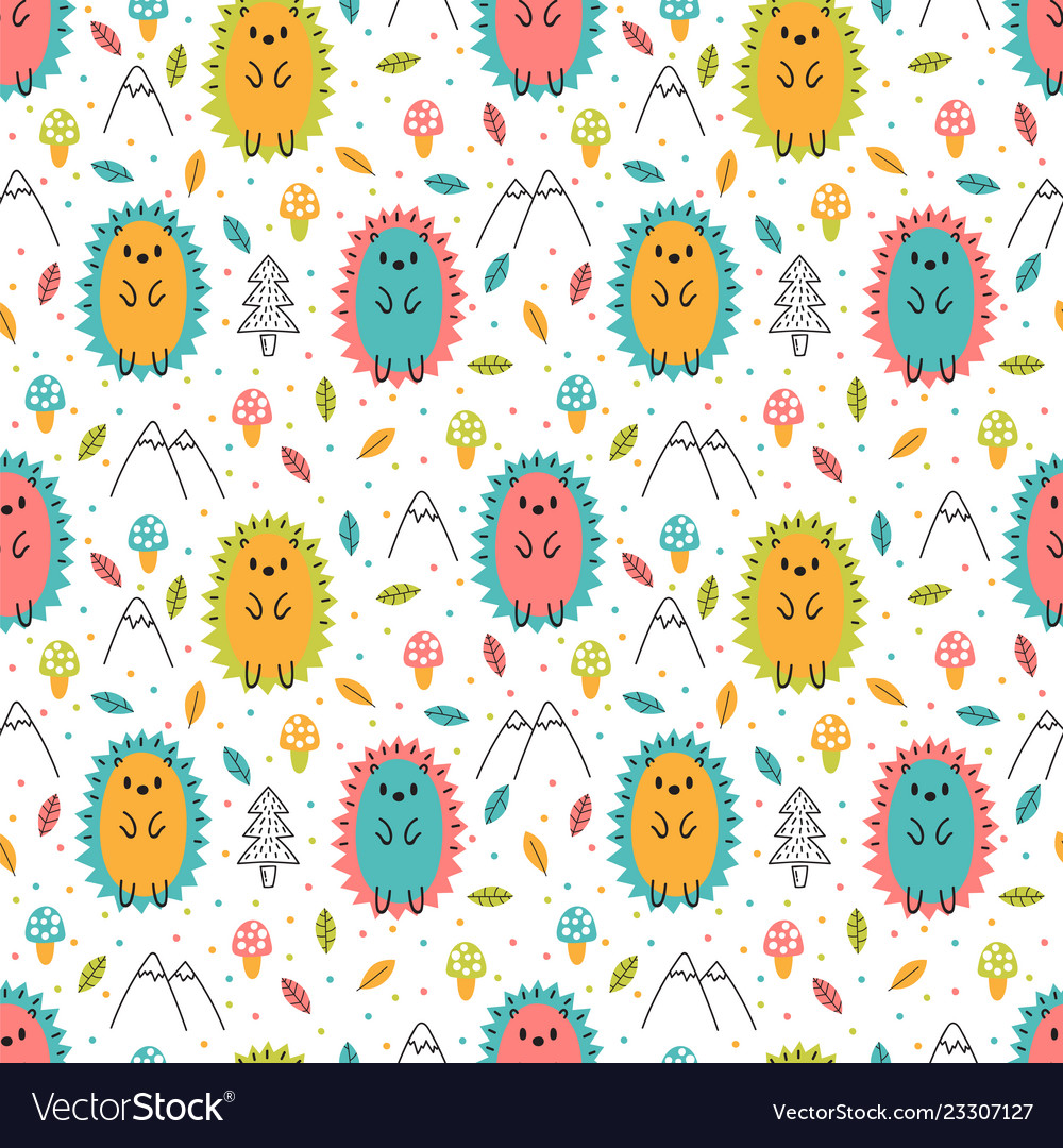 Hand drawn seamless pattern with cute cartoon vector image Hand drawn seamless pattern with cute cartoon